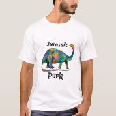 Jurassic Perk Farbiger Dinosaurier Weiß T-Shirt (Vorderseite)