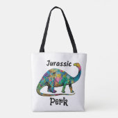 Jurassic Perk Farbiger Dinosaurier Weiß Tasche (Rückseite)
