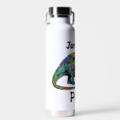 Jurassic Perk Farbiger Dinosaurier Weiß Trinkflasche (Vorne)