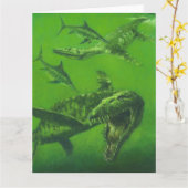Jurassic Pliosaur Large Greetings Card Karte (Gelbe Blume)