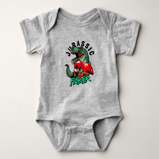 Jurassic T-Rex Boxing Fighter Boy's Baby Strampler (Vorderseite)