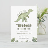 Jurassic T-Rex Dino Dinosaur Einladung zum Geburts (Stehend Vorderseite)