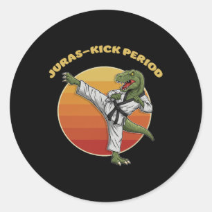 Jurassic-Tritt Periode Lustiger Karate Kampfsport  Runder Aufkleber
