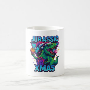Jurassic Weihnachten T-Rex - Retro 80er Neon Dinos Kaffeetasse