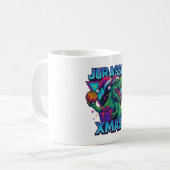 Jurassic Xmas T-Rex - Retro 80s Neon Dinosaur Xmas Kaffeetasse (Vorderseite Links)