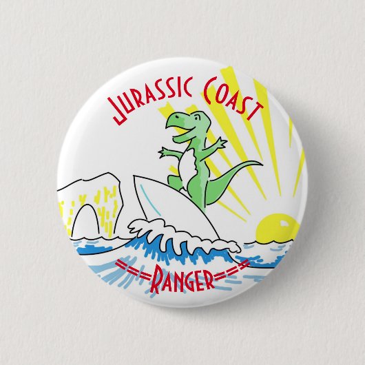 Jurassische Küste Surfing Dinosaurier Ranger Button (Vorderseite)