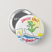 Jurassische Küste Surfing Dinosaurier Ranger Button (Vorne & Hinten)