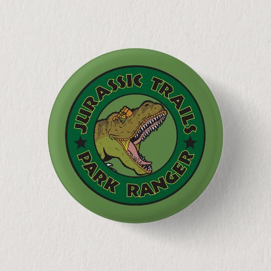 Jurassische Wanderwege Park Ranger T - Shirt Button (Vorderseite)