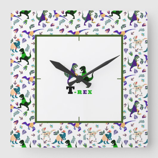Jurassische Welt Quadratische Wanduhr (Vorderseite)