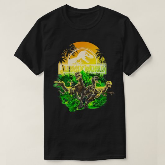 Jurassische World Raptors Tropical Sunset Logo T-Shirt (Design vorne)