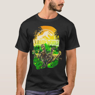 Jurassische World Raptors Tropical Sunset Logo T-Shirt