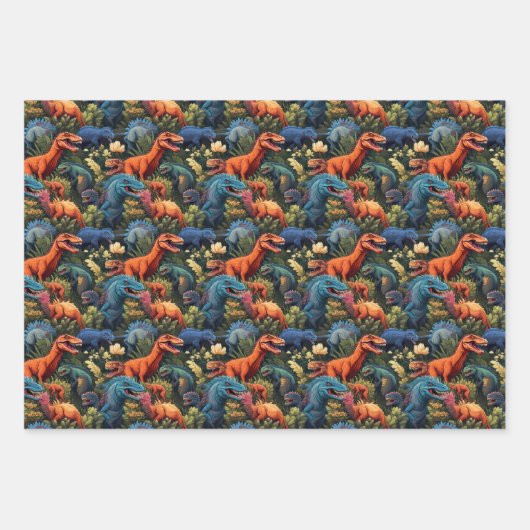 Jurassisches Jungle Wrapping Paper Geschenkpapier Set (Vorderseite 3)
