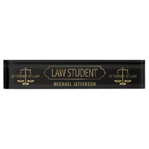 Jurastudent - Schwarzes und Goldskalen Namensplakette