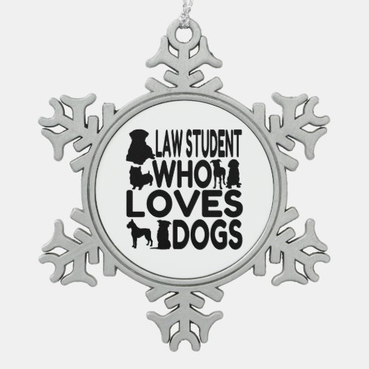Jurastudentin, der Hunde Liebe Schneeflocken Zinn-Ornament (Vorderseite)
