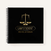 Jurastudentin - Schwarz und Gold Notizblock (Vorderseite)
