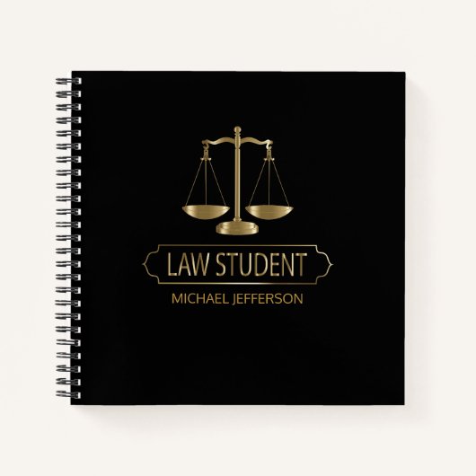 Jurastudentin - Schwarz und Gold Notizblock (Vorderseite)