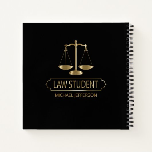 Jurastudentin - Schwarz und Gold Notizblock (Rückseite)