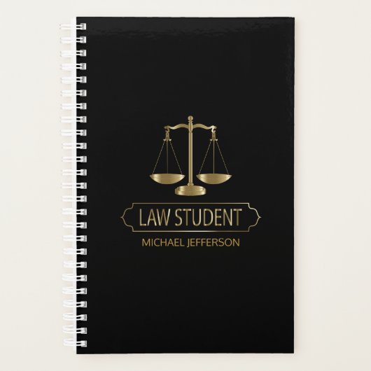 Jurastudentin - Schwarz und Gold Planer (Vorderseite)