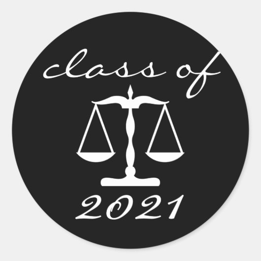 Jurastudium 2021 (schwarze Skala der Justiz) Runder Aufkleber (Vorderseite)