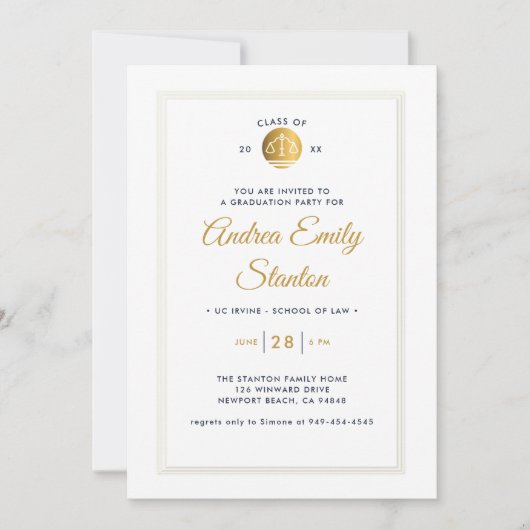 Jurastudium Abschluss Gold-Skala Einladung (Vorderseite)