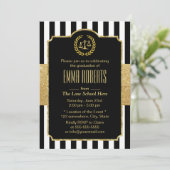 Jurastudium Abschluss Modern Stripes Gold Anwalt Einladung (Stehend Vorderseite)
