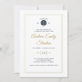 Jurastudium Abschluss Scales of Justice Navy Gold Einladung