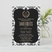 Jurastudium Classic Damask Graduation Party Einladung (Stehend Vorderseite)