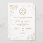 Jurastudium - Einfache Gold- und Weißschulen Einladung (Vorne/Hinten)