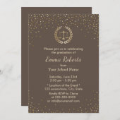 Jurastudium Party Gold Confetti Moderne Einladung (Vorne/Hinten)