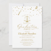 Jurastudium Party Gold Confetti White Einladung (Vorderseite)