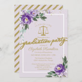 Jurastudium Party Lila Lavendel Floral Einladung (Vorne/Hinten)