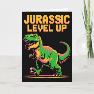 Juric Level Up Pixel Dinosaur Geburtstag Gamer  Karte