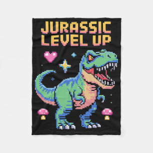 Juric Level Up Pixel Dinosaur Retro Gamer 1  Fleecedecke