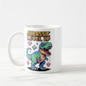 Juric Level Up Pixel Dinosaur Retro Gamer 1  Kaffeetasse (Links)