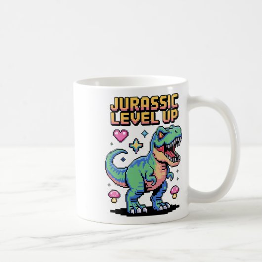 Juric Level Up Pixel Dinosaur Retro Gamer 1  Kaffeetasse (Rechts)