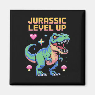 Juric Level Up Pixel Dinosaur Retro Gamer 1  Magnet