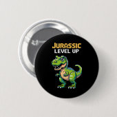 Juric Level Up Pixel Dinosaur Retro Gamer  Button (Vorne & Hinten)