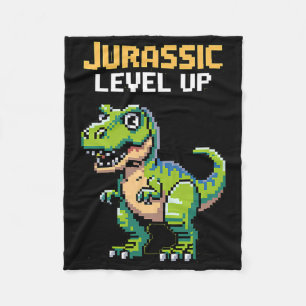 Juric Level Up Pixel Dinosaur Retro Gamer  Fleecedecke