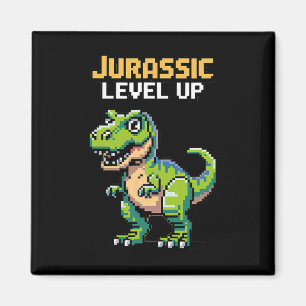 Juric Level Up Pixel Dinosaur Retro Gamer  Magnet