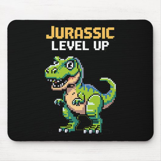 Juric Level Up Pixel Dinosaur Retro Gamer  Mousepad (Vorne)