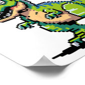 Juric Level Up Pixel Dinosaur Retro Gamer  Poster (Ecke)