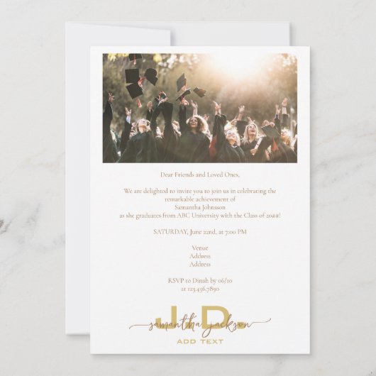 Juris Doctor Foto JD LLD Abschluss Einladung (Rückseite)