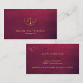 Jurist in elegantem goldbordeauxfarbenem Leder-Loo Visitenkarte (Vorne/Hinten)