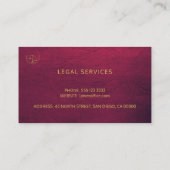 Jurist in elegantem goldbordeauxfarbenem Leder-Loo Visitenkarte (Rückseite)