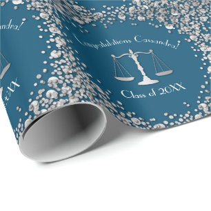 Juristenakademie Blue Silver Graduation Party Geschenkpapier