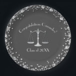 Juristenakademie Gray Silver Pappteller<br><div class="desc">Feiern Sie Ihren Jurastudium mit diesem eleganten Abschluss-Design mit Grau & Silber!  Ideal für jeden,  der von einer Jurastube geschlossen wird.</div>