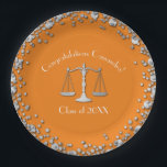 Juristenakademie Silver Orange Pappteller<br><div class="desc">Feiern Sie Ihren Jurastudium mit diesem eleganten Anwalt Abschluss Design mit Orange & Silber! Ideal für jeden,  der von einer Jurastube geschlossen wird.</div>