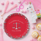 Juristenakademie Silver Red Pappteller (Party)