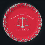 Juristenakademie Silver Red Pappteller<br><div class="desc">Feiern Sie Ihren Jurastudium mit diesem eleganten Abschluss-Design mit Rot & Silber!  Ideal für jeden,  der von einer Jurastube geschlossen wird.</div>