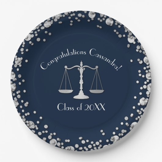 Juristenmarinade Silver Graduation Party Pappteller (Vorderseite)